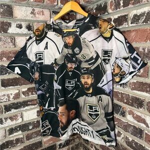 NHL LA Kings Defenseman Drew Doughty Face Graphic T-Shirt double sided L